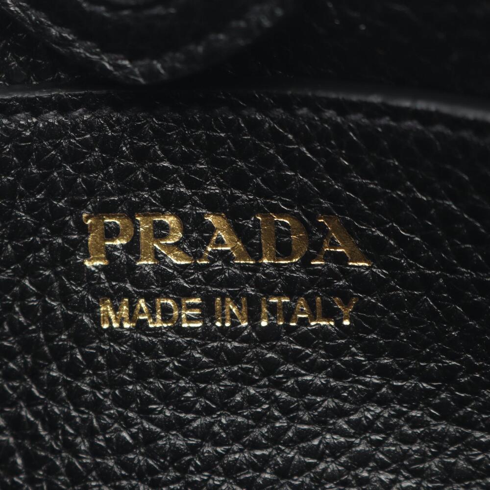 Prada Daino SOFT Shoulder Bag Canvas Vitello Black Leather - Picture 3 of 3